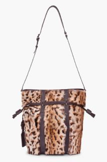 Barbara Bui Leopard Print Rabbit Fur Bucket Bag for women