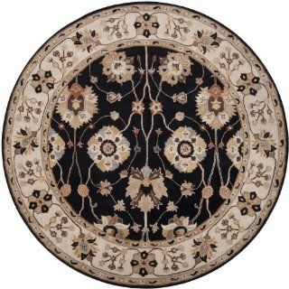 Area Rug 4x4 Round Traditional Black Gold Color   Surya
