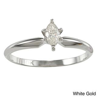 10k Gold 1/4ct TDW Marquise Diamond Solitaire Ring