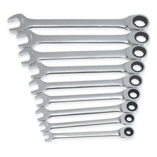 Westward 1LCF7 Ratcheting Wrench Set, SAE, 9 PC