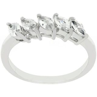 Kate Bissett Sterling Silver Five stone Marquise cut CZ Ring MSRP $58
