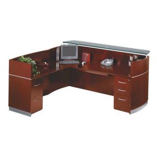 Mayline NRSLBFCRY Reception Desk w/Pedestals, Sierra Cherry