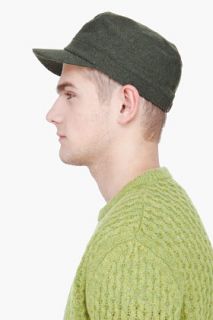 White Mountaineering Khaki Green Saxony Wool Standard Work Cap for men