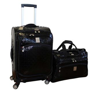 Jenni Chan Bows Black 2 piece Carry on Spinner Luggage Set