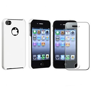 White Snap on Case/ Screen Protector for Apple iPhone 4S