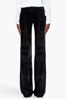 Balmain Black Embroidered Wide Leg Pants for women