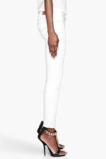 Versus White Tan stitched Skinny Jeans for women