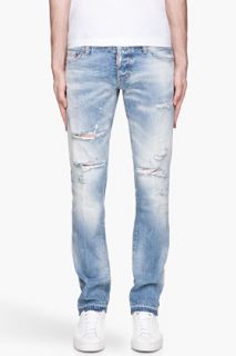 Dsquared2 Faded Indigo Distressed Beach Jeans for men