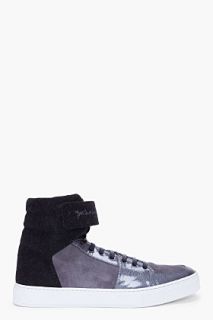 Yves Saint Laurent Charcoal Suede Trim Malibu Sneakers for men