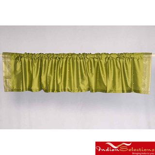 Olive Green Sari Fabric Decorative Valances (India) (Pack of 2