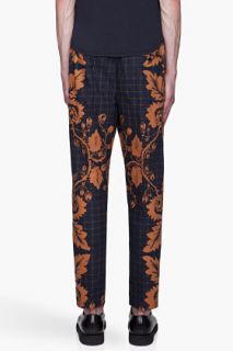 3.1 Phillip Lim Navy Floral Print Belted Karate Trousers for men