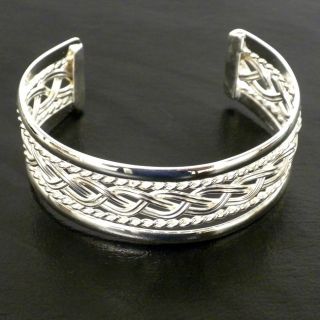 Mexican Artisan Handmande Braided Silver overlay Cuff Bracelet Today