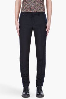Marc By Marc Jacobs Black Wool Blue Contrast paneled Gil Tux Trousers for men