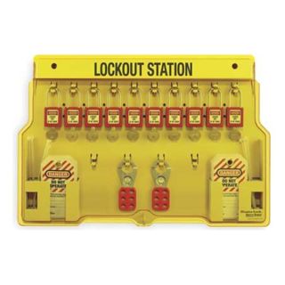 Master Lock 1483BP410 Lockout Station, Filled, 36 Components