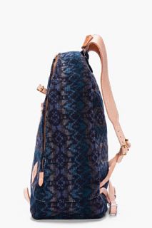 Yuketen Blue Patterned Triangle Backpack for men