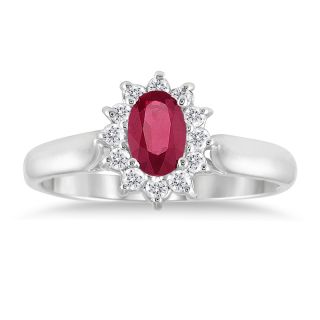 10k White Gold Ruby and 1/5ct TDW Diamond Fashion Ring (J K, I1 I2