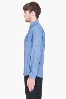 White Mountaineering Blue Dungaree Cut out Shirt for men