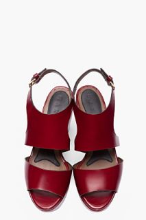 Marni Burgundy Leather Wedge Sandals for women