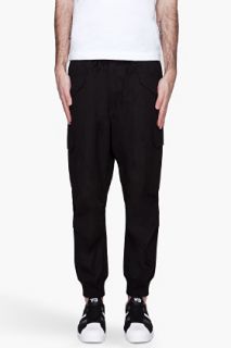 Y 3 Black Cinched Cuff Cargo Pants for men