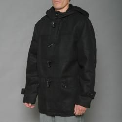 Imperious Mens Black Wool blend Hooded Toggle Coat