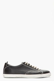 Diesel Black Leather Under Pressure Studded Sneakers for men