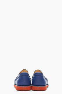 CARVEN Dark Blue Leather Moccasin Lofaers for men