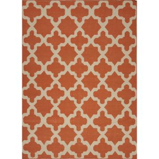 Handmade Flat Weave Geometric Red/ Orange Wool Rug (36 x 56) Today