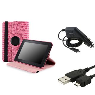 BasAcc Pink Case/ Car Charger/ Cable for  Kindle Fire Today $10