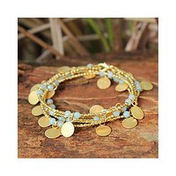 Gold Overlay Aqua Suns Quartz Bracelet (Thailand) Today $47.99