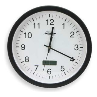 Approved Vendor 2CJA4 Clock w/Digital Date, Rnd, Anlg, 13in, Blk