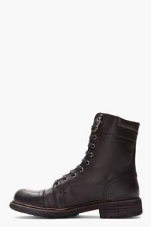Diesel Black Leather Cassidy Combat Boots for men