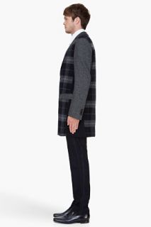 Edun Charcoal Mixed Wool Plaid Coat for men