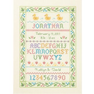 Alphabet Sampler Birth Record Counted Cross Stitch Kit 9X12 14 Count