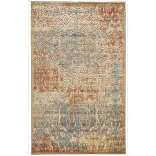 Graphic Illusions Light Gold Antique Damask Pattern Rug (23 x 39