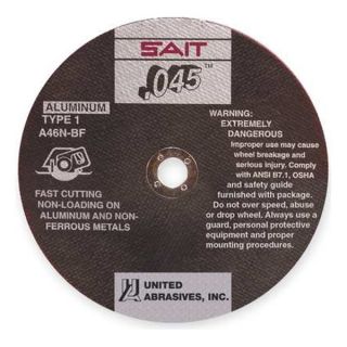 United Abrasives Sait 23314 Abrsv Cut Whl, 4 1/2 Dx0.045 to 0.125In T