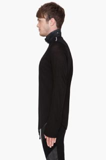 Denis Gagnon Black Leather Collar Turtleneck for men