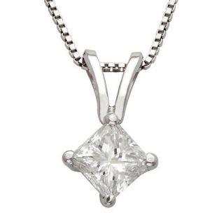 14k Gold 1/3ct TDW Princess Diamond Solitaire Necklace (I J, I1 I2