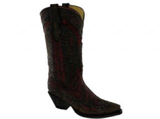  Corral R2390 Charcoal Red/Brown 10 Womens Western Boots Shoes