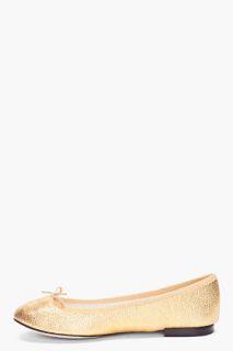 Repetto Gold Leather Ballerina Flats for women