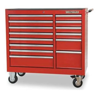 Westward 2CZX9 Rolling Tool Cabinet, 41 In W, 14 Drawer