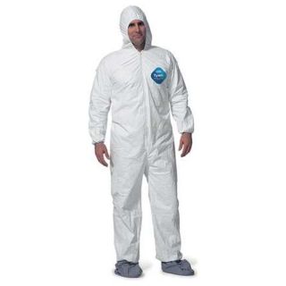 Dupont TY122SWH3X002500 Hooded Tyvek(R), White, Boots, 3XL, PK 25