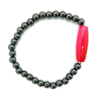 Pearlz Ocean Hematite and Pink Agate Bead Stretch Bracelet Today $12