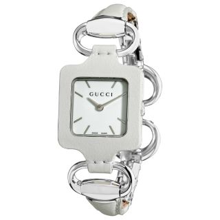 Gucci Womens 1921 Bangle Style White Leather Watch MSRP $1,150.00