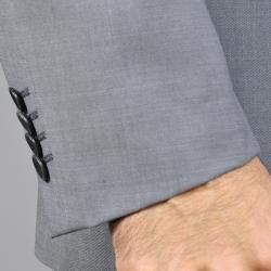 Enzo Tovare Mens Grey Sharkskin Slim Fit Wool Suit
