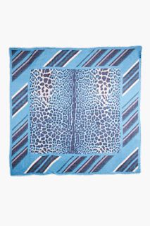 Yves Saint Laurent Blue Silk Blend Leopard Scarf for women