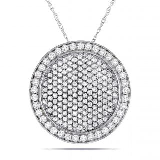 Miadora 10k White Gold 1ct TDW Diamond Circle Necklace (G H, I1 I2