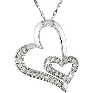 14k Gold 1/4ct TDW Diamond Double Heart Necklace (H I J, I1 I2