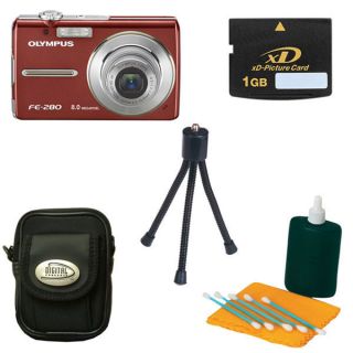 Olympus FE 280 8MP Digital Camera with Bonus Kit (Refurb)