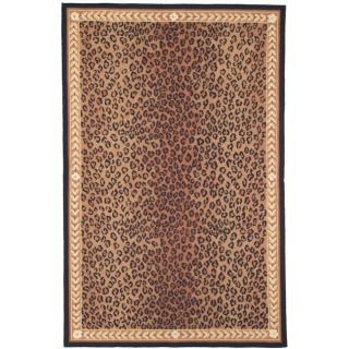 Hand hooked Chelsea Leopard Brown Wool Rug (53 x 83)