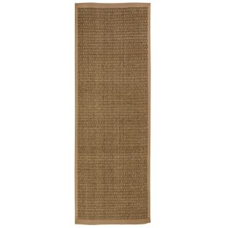 Windjammer Basketweave Seagrass Rug with Khaki Cotton Border (26 x 8